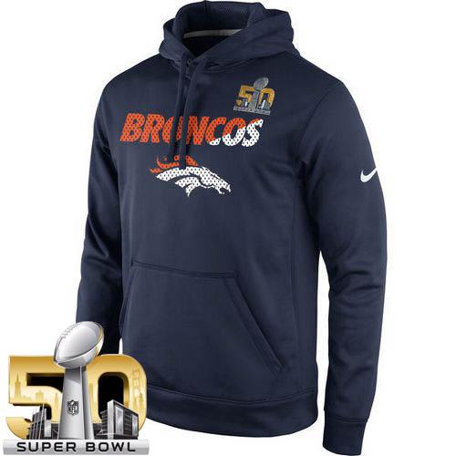 Men's Denver Broncos Navy Super Bowl 50 Kick Off Staff Performance Pullover Hoodie cheap jerseys for sale - CheapJerseys.Shop