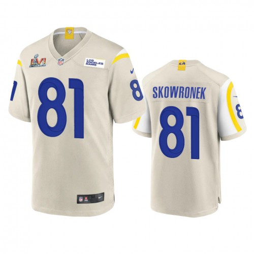 Los Angeles Los Angeles Rams #81 Ben Skowronek Men's Super Bowl LVI Patch Game Jersey - Bone Men's cheap jerseys for sale - CheapJerseys.Shop