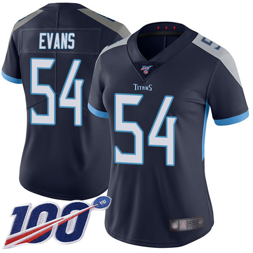Tennessee Titans #54 Rashaan Evans Navy Blue Team Color Women's Stitched 100th Season Vapor Limited Jersey Womens cheap jerseys for sale - CheapJerseys.Shop