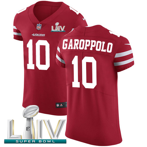 49ers #10 Jimmy Garoppolo Red Super Bowl LIV 2020 Team Color Men's Stitched Vapor Untouchable Elite Jersey cheap jerseys for sale - CheapJerseys.Shop