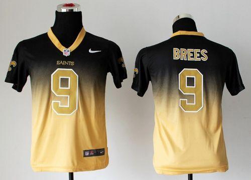 Saints #9 Drew Brees Black/Gold Youth Stitched Elite Fadeaway Fashion Jersey cheap jerseys for sale - CheapJerseys.Shop