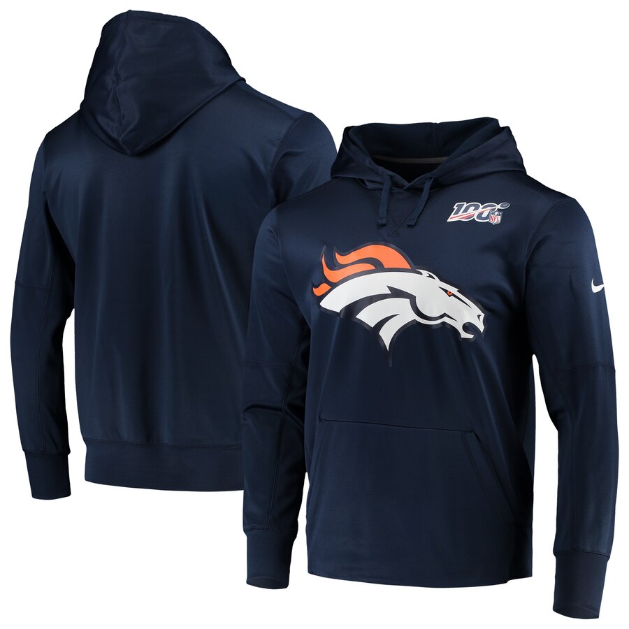Denver Broncos 100 Primary Logo Circuit Performance Pullover Hoodie Navy cheap jerseys for sale - CheapJerseys.Shop