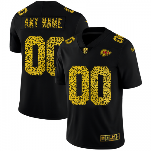 Kansas City Chiefs Custom Men's Leopard Print Fashion Vapor Limited Jersey Black cheap jerseys for sale - CheapJerseys.Shop