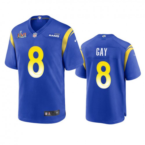 Los Angeles Los Angeles Rams #8 Matt Gay Men's Super Bowl LVI Patch Game Jersey - Royal Men's cheap jerseys for sale - CheapJerseys.Shop