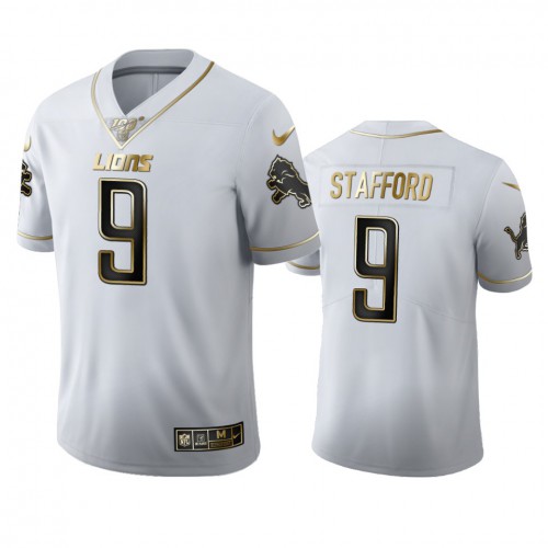 Detroit Detroit Lions #9 Matthew Stafford Men's White Golden Edition Vapor Limited 100 Jersey Men's cheap jerseys for sale - CheapJerseys.Shop