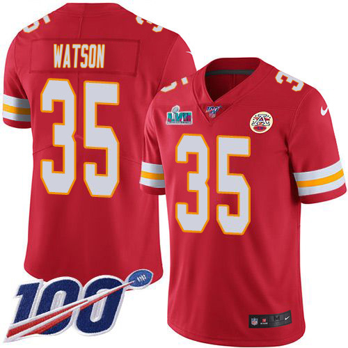 Chiefs #35 Jaylen Watson Red Team Color Super Bowl LVII Patch Youth Stitched 100th Season Vapor Limited Jersey cheap jerseys for sale - CheapJerseys.Shop