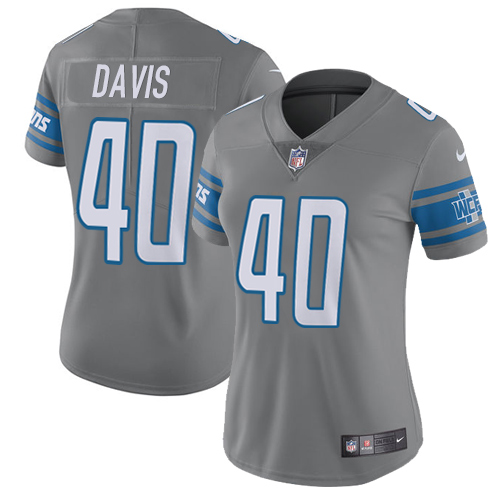 Detroit Lions #40 Jarrad Davis Gray Women's Stitched Limited Rush Jersey Womens cheap jerseys for sale - CheapJerseys.Shop