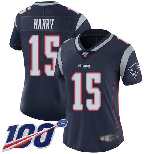 New England Patriots #15 N'Keal Harry Navy Blue Team Color Women's Stitched 100th Season Vapor Limited Jersey Womens cheap jerseys for sale - CheapJerseys.Shop