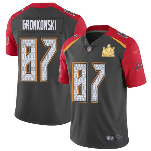 Buccaneers #87 Rob Gronkowski Gray Youth Super Bowl LV Champions Patch Stitched Limited Inverted Legend Jersey cheap jerseys for sale - CheapJerseys.Shop