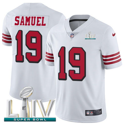 49ers #19 Deebo Samuel White Super Bowl LIV 2020 Rush Men's Stitched Vapor Untouchable Limited Jersey cheap jerseys for sale - CheapJerseys.Shop
