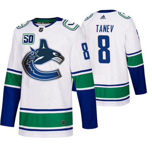 Vancouver Vancouver Canucks #8 Christopher Tanev 50th Anniversary Men's White 2019-20 Away Authentic Jersey Men's cheap jerseys for sale - CheapJerseys.Shop