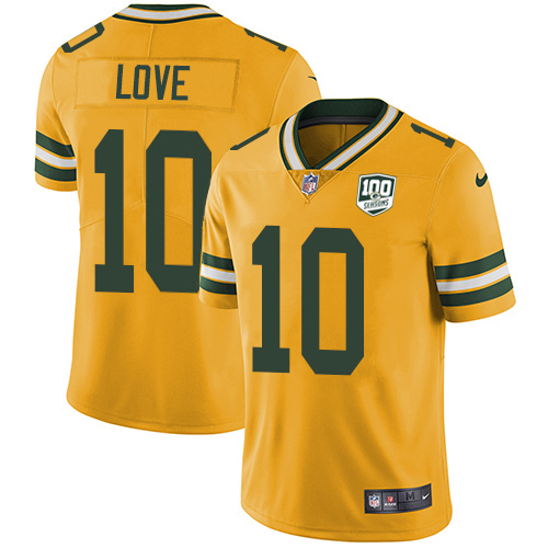 Packers #10 Jordan Love Yellow Youth 100th Season Stitched Limited Rush Jersey cheap jerseys for sale - CheapJerseys.Shop