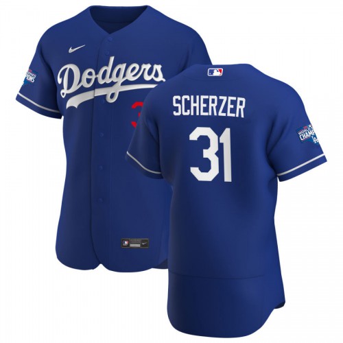 Los Angeles Los Angeles Dodgers #31 Max Scherzer Men's Royal Alternate 2020 World Series Champions Authentic Player Jersey Men's cheap jerseys for sale - CheapJerseys.Shop