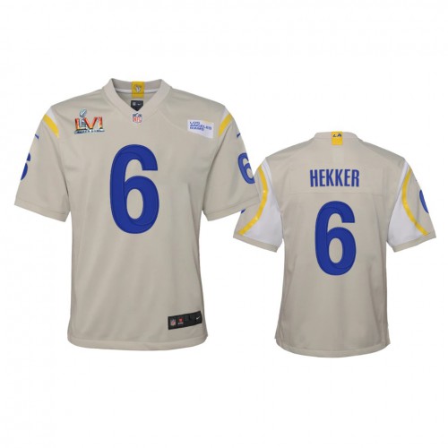 Los Angeles Los Angeles Rams #6 Johnny Hekker Youth Super Bowl LVI Patch Game Jersey - Bone Youth cheap jerseys for sale - CheapJerseys.Shop