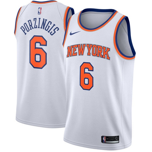 New York Knicks #6 Kristaps Porzingis White Youth Swingman Association Edition Jersey Youth cheap jerseys for sale - CheapJerseys.Shop
