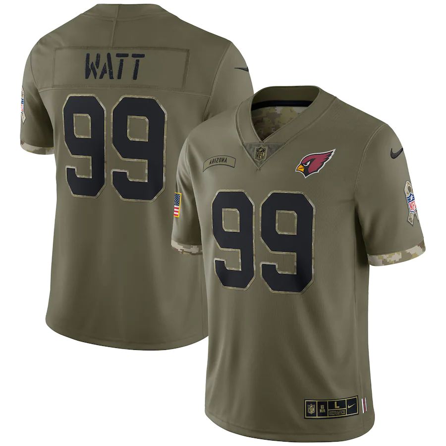 Arizona Cardinals #99 J.J. Watt Men's 2022 Salute To Service Limited Jersey - Olive cheap jerseys for sale - CheapJerseys.Shop