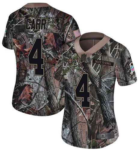 Saints #4 Derek Carr Camo Women's Stitched Limited Rush Realtree Jersey cheap jerseys for sale - CheapJerseys.Shop