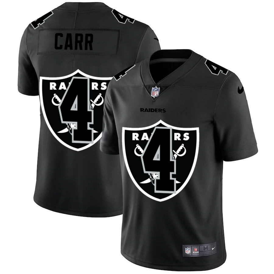 Las Vegas Raiders #4 Derek Carr Men's Team Logo Dual Overlap Limited Jersey Black cheap jerseys for sale - CheapJerseys.Shop