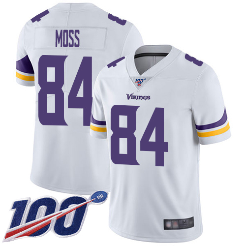 Vikings #84 Randy Moss White Men's Stitched 100th Season Vapor Limited Jersey cheap jerseys for sale - CheapJerseys.Shop