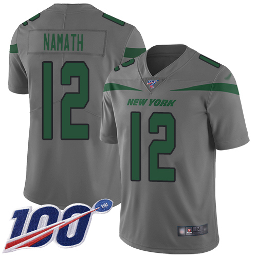 Jets #12 Joe Namath Gray Men's Stitched Limited Inverted Legend 100th Season Jersey cheap jerseys for sale - CheapJerseys.Shop