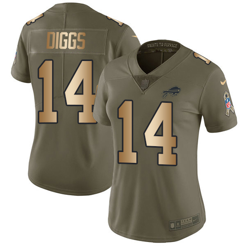 Bills #14 Stefon Diggs Olive/Gold Women's Stitched Limited 2017 Salute To Service Jersey cheap jerseys for sale - CheapJerseys.Shop