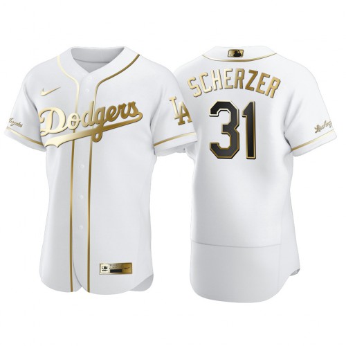 Los Angeles Los Angeles Dodgers #31 Max Scherzer Men's Authentic 2021 Golden Edition Jersey White Men's cheap jerseys for sale - CheapJerseys.Shop