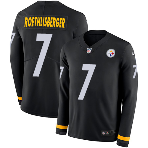 Pittsburgh Steelers #7 Ben Roethlisberger Black Team Color Youth Stitched Limited Therma Long Sleeve Jersey Youth cheap jerseys for sale - CheapJerseys.Shop