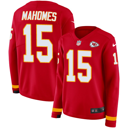 Chiefs #15 Patrick Mahomes Red Team Color Women's Stitched Limited Therma Long Sleeve Jersey cheap jerseys for sale - CheapJerseys.Shop