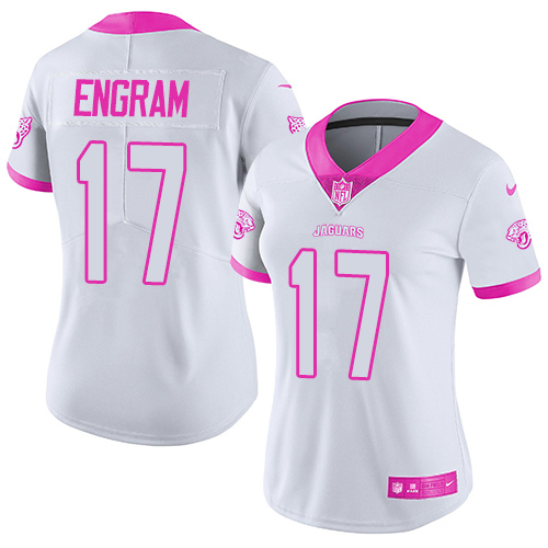 Jaguars #17 Evan Engram White/Pink Women's Stitched Limited Rush Fashion Jersey cheap jerseys for sale - CheapJerseys.Shop