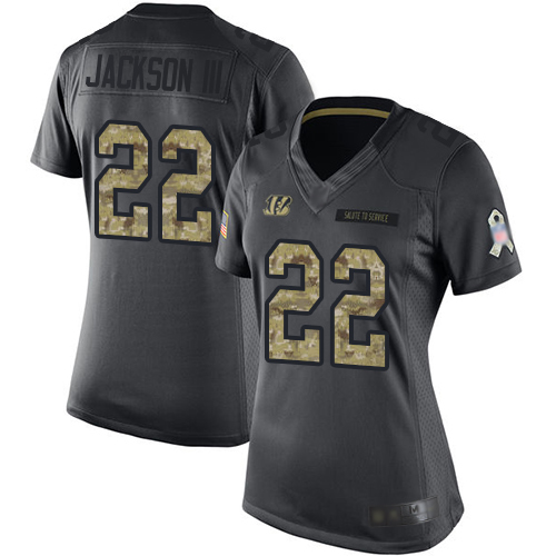 Cincinnati Bengals #22 William Jackson III Black Women's Stitched Limited 2016 Salute to Service Jersey Womens cheap jerseys for sale - CheapJerseys.Shop