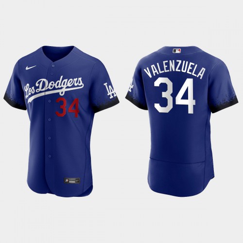 Los Angeles Los Angeles Dodgers #34 Fernando Valenzuela Men's 2021 City Connect Authentic Jersey Royal Men's cheap jerseys for sale - CheapJerseys.Shop