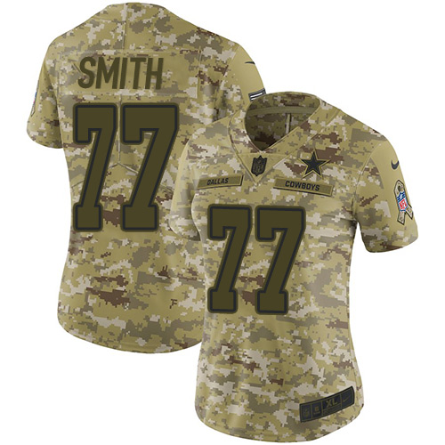 Dallas Cowboys #77 Tyron Smith Camo Women's Stitched Limited 2018 Salute to Service Jersey Womens cheap jerseys for sale - CheapJerseys.Shop