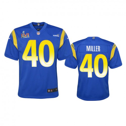 Los Angeles Los Angeles Rams #40 Von Miller Youth Super Bowl LVI Patch Game Jersey - Royal Youth cheap jerseys for sale - CheapJerseys.Shop