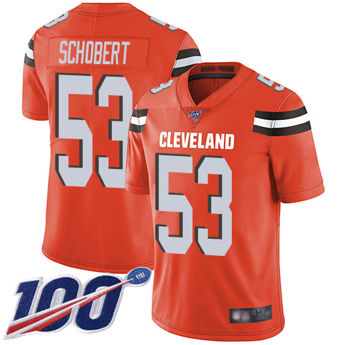 Cleveland Browns #53 Joe Schobert Orange Alternate Men's Stitched 100th Season Vapor Limited Jersey Men's cheap jerseys for sale - CheapJerseys.Shop