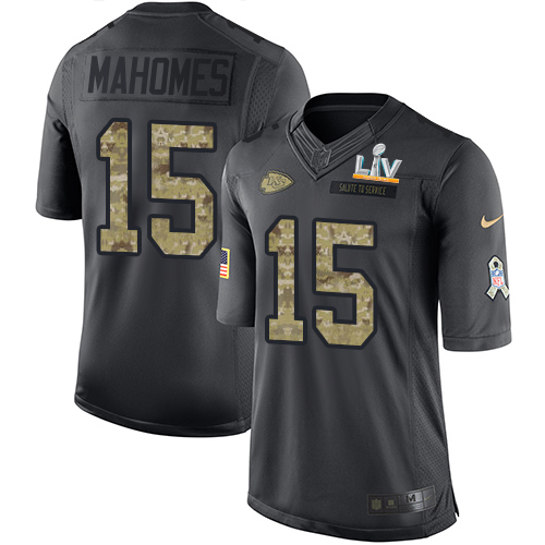 Chiefs #15 Patrick Mahomes Black Youth Super Bowl LV Bound Stitched Limited 2016 Salute To Service Jersey cheap jerseys for sale - CheapJerseys.Shop