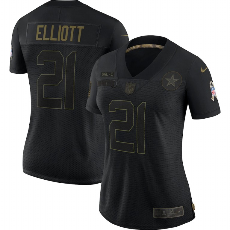 Dallas Cowboys ##21 Ezekiel Elliott Women's 2020 Salute To Service Limited Jersey Black cheap jerseys for sale - CheapJerseys.Shop