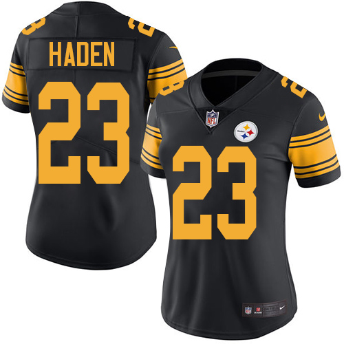 Pittsburgh Steelers #23 Joe Haden Black Women's Stitched Limited Rush Jersey Womens cheap jerseys for sale - CheapJerseys.Shop