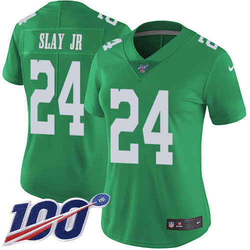 Philadelphia Eagles #24 Darius Slay Jr Green Women's Stitched Limited Rush 100th Season Jersey Womens cheap jerseys for sale - CheapJerseys.Shop