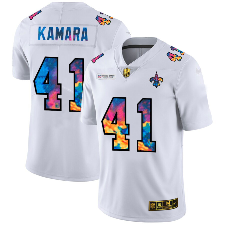 New Orleans Saints #41 Alvin Kamara Men's White Multi-Color 2020 Crucial Catch Limited Jersey cheap jerseys for sale - CheapJerseys.Shop