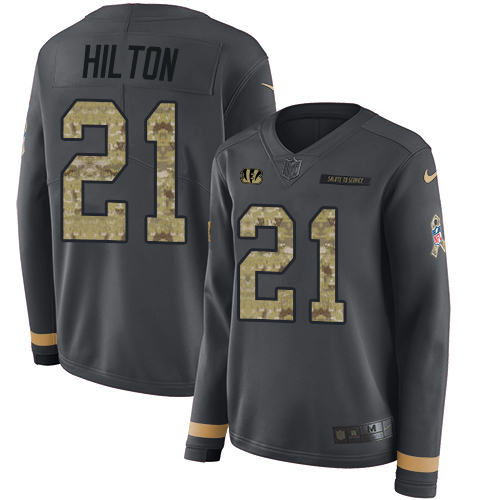 Cincinnati Bengals #21 Mike Hilton Anthracite Salute to Service Women's Stitched Limited Therma Long Sleeve Jersey Womens cheap jerseys for sale - CheapJerseys.Shop