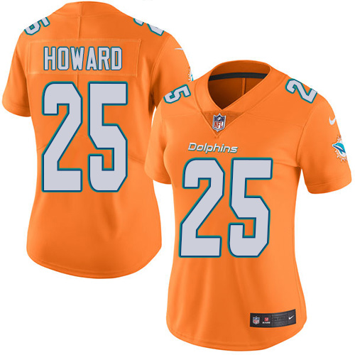 Miami Dolphins #25 Xavien Howard Orange Women's Stitched Limited Rush Jersey Womens cheap jerseys for sale - CheapJerseys.Shop