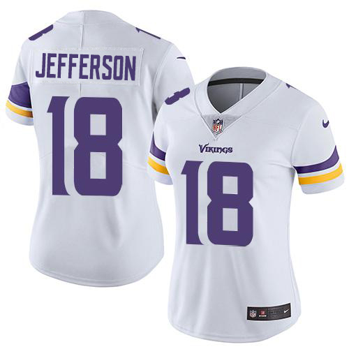 Vikings #18 Justin Jefferson White Women's Stitched Vapor Untouchable Limited Jersey cheap jerseys for sale - CheapJerseys.Shop