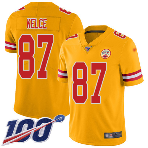 Chiefs #87 Travis Kelce Gold Men's Stitched Limited Inverted Legend 100th Season Jersey cheap jerseys for sale - CheapJerseys.Shop