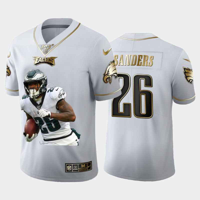 Philadelphia Eagles #26 Miles Sanders Team Hero 2 Vapor Limited 100 Jersey White Golden cheap jerseys for sale - CheapJerseys.Shop