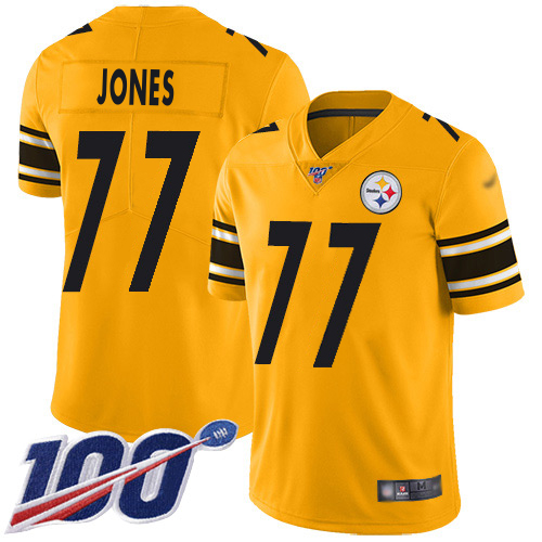 Steelers #77 Broderick Jones Gold Men's Stitched Limited Inverted Legend 100th Season Jersey cheap jerseys for sale - CheapJerseys.Shop