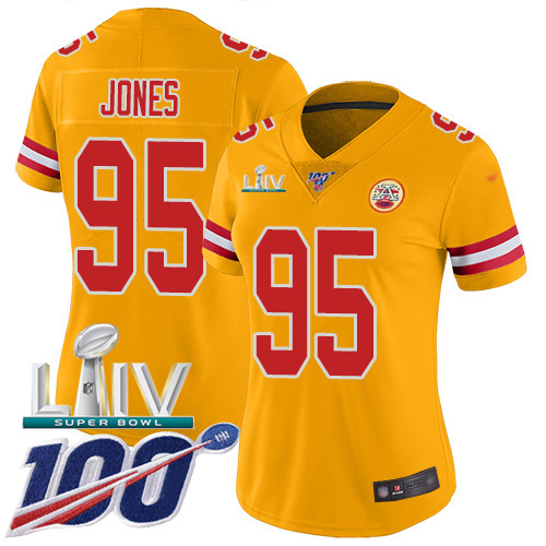 Chiefs #95 Chris Jones Gold Super Bowl LIV 2020 Women's Stitched Limited Inverted Legend 100th Season Jersey cheap jerseys for sale - CheapJerseys.Shop