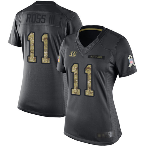Cincinnati Bengals #11 John Ross III Black Women's Stitched Limited 2016 Salute to Service Jersey Womens cheap jerseys for sale - CheapJerseys.Shop