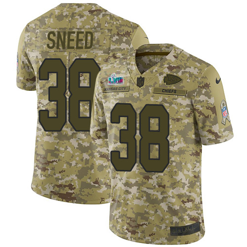 Chiefs #38 L'Jarius Sneed Camo Super Bowl LVII Patch Men's Stitched Limited 2018 Salute To Service Jersey cheap jerseys for sale - CheapJerseys.Shop