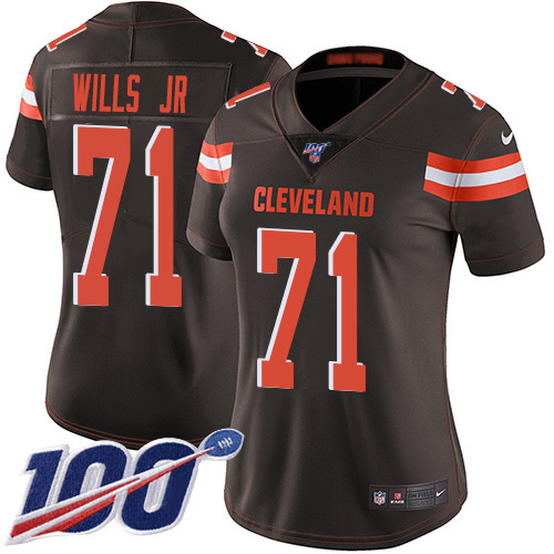 Cleveland Browns #71 Jedrick Wills JR Brown Team Color Women's Stitched 100th Season Vapor Untouchable Limited Jersey Womens cheap jerseys for sale - CheapJerseys.Shop