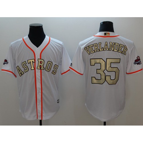 Houston Astros #35 Justin Verlander White 2017 World Series Champions Gold Program Cool Base Stitched Jersey Men's cheap jerseys for sale - CheapJerseys.Shop